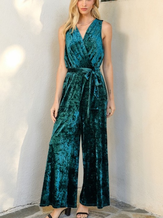 Mystree Pants - Velvet Sleeveless Jumpsuit